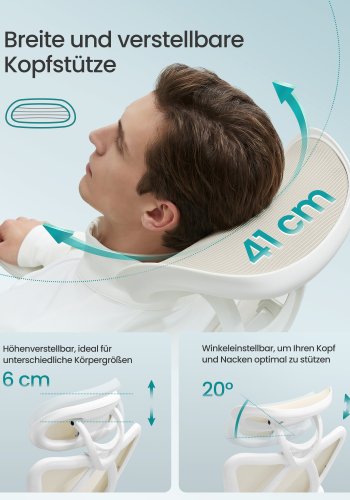 SONGMICS Ergonomisk kontorsstol, Skrivbordsstol, Datorstol, N&auml;tstol, Justerbar l&auml;ndryggs- och nackkudde, B&auml;rkapacitet upp till 150 kg, H&ouml;jdjusterbar, Cappuccino Beige OBN063LH01