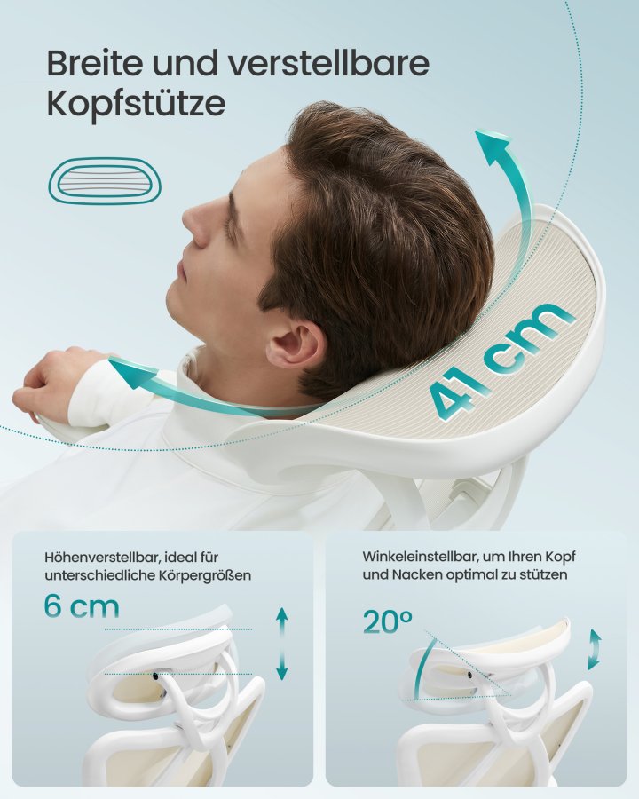 SONGMICS Ergonomisk kontorsstol, Skrivbordsstol, Datorstol, N&auml;tstol, Justerbar l&auml;ndryggs- och nackkudde, B&auml;rkapacitet upp till 150 kg, H&ouml;jdjusterbar, Cappuccino Beige OBN063LH01