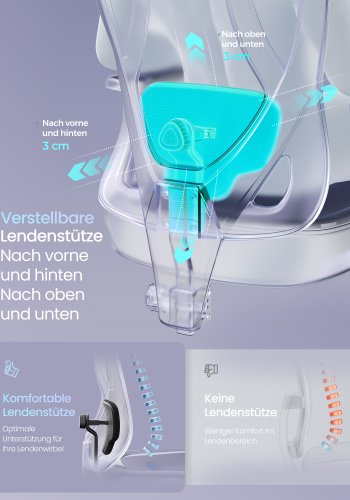 SONGMICS Ergonomisk Kontorsstol med Justerbart St&ouml;d, Bl&auml;cksvart, Artikelnummer: OBN067BH01