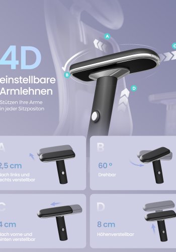 SONGMICS Ergonomisk Kontorsstol med Justerbart St&ouml;d, Bl&auml;cksvart, Artikelnummer: OBN067BH01