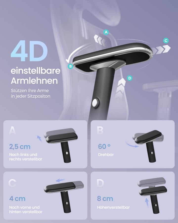 SONGMICS Ergonomisk Kontorsstol med Justerbart St&ouml;d, Bl&auml;cksvart, Artikelnummer: OBN067BH01