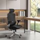 SONGMICS OBN068B01 Ergonomisk justerbar kontorsstol med justerbar lutningsfunktion - Justerbar sits fram eller bak - St&ouml;der upp till 150 kg - Bl&auml;cksvart