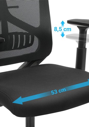 SONGMICS Ergonomisk kontors- och skrivbordsstol med svankstd, svngbar datorstol med justerbart nackstd och armstd, lutningsfunktion och hjdjustering, svart OBN53BK