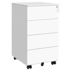 SONGMICS Mobilt arkivskab, afl�seligt, med 4 skuffer, til dokumenter, papirvarer, pr�monteret, til kontor, hjemmekontor, 39 x 45 x 69,3 cm, Cloud White OFC064W14