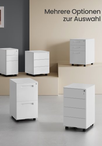 SONGMICS Mobilt arkivskab, afl�seligt, med 4 skuffer, til dokumenter, papirvarer, pr�monteret, til kontor, hjemmekontor, 39 x 45 x 69,3 cm, Cloud White OFC064W14