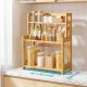 SONGMICS krydderirol, 3-lags bordopbevaringshylde, skrivebordsorganisator med bambusramme, til k�kken, spisestue, kontor, naturlig beige OFS047Y101