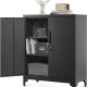 SONGMICS Arkivskab, Multifunktionelt Garageskab, Kontorskab med 2 D�re, L�sbart Skab, St�lopbevaringsskab, Dyb Opbevaring med Hylder, Til Studie, Stue, Sort OMC013B01