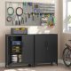 SONGMICS Arkivskab, Multifunktionelt Garageskab, Kontorskab med 2 D�re, L�sbart Skab, St�lopbevaringsskab, Dyb Opbevaring med Hylder, Til Studie, Stue, Sort OMC013B01
