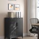 SONGMICS Arkivskab, Multifunktionelt Garageskab, Kontorskab med 2 D�re, L�sbart Skab, St�lopbevaringsskab, Dyb Opbevaring med Hylder, Til Studie, Stue, Sort OMC013B01