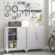 SONGMICS Arkiv, Multifunktionel Garage, Kontor med 2 D�re, Afl�selig, St�lopbevaring, Dyb Opbevaring med Hylder, Til Studie, Stue, Gr� OMC013G01