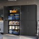 SONGMICS OMC016B01 Multifunktionelt kontorskab med 4 d�re og 5 niveauer, 40 x 80 x 180 cm, 2 l�se, justerbare hylder, st�lopbevaringsskab, matsort