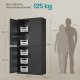 SONGMICS OMC016B01 Multifunktionelt kontorskab med 4 d�re og 5 niveauer, 40 x 80 x 180 cm, 2 l�se, justerbare hylder, st�lopbevaringsskab, matsort