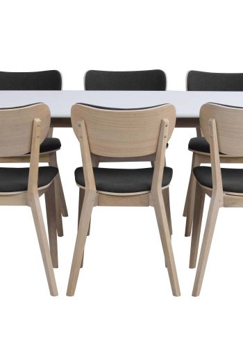 ROWICO Kato spisebordsstol - hvidpigmenteret eg og mrkegrt stof