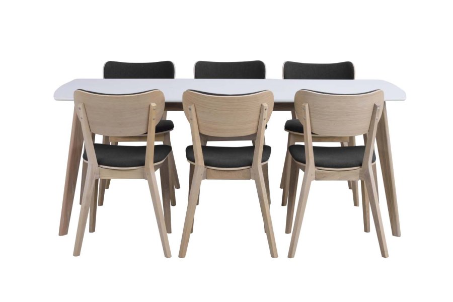 ROWICO Kato spisebordsstol - hvidpigmenteret eg og mrkegrt stof