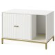 FEANDREA kattebakke, skjult kattebakkem�bel med kradsem�tte, h�je ben, kattehus, sidebord, 80 x 50 x 55 cm, hvid og guld PCL007W01V1