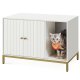 FEANDREA kattebakke, skjult kattebakkem�bel med kradsem�tte, h�je ben, kattehus, sidebord, 80 x 50 x 55 cm, hvid og guld PCL007W01V1