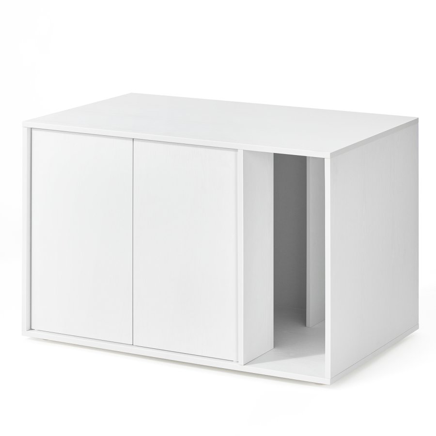 SONGMICS HOME Superhurtig v�rkt�jsfri montering, kattebakke, kattehus, til store katte, tryk-for-at-�bne d�re, display sidebord, sofabord, minimalistisk moderne, snehvid PCL013W01