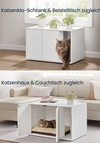 SONGMICS HOME PCL013W01 kattebakkeskab til kattebakke, m. 2 l�ger - hvid sp�nplade