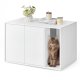 SONGMICS HOME Superhurtig v�rkt�jsfri montering, kattebakke, kattehus, til store katte, tryk-for-at-�bne d�re, display sidebord, sofabord, minimalistisk moderne, snehvid PCL013W01