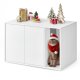 SONGMICS HOME Superhurtig v�rkt�jsfri montering, kattebakke, kattehus, til store katte, tryk-for-at-�bne d�re, display sidebord, sofabord, minimalistisk moderne, snehvid PCL013W01