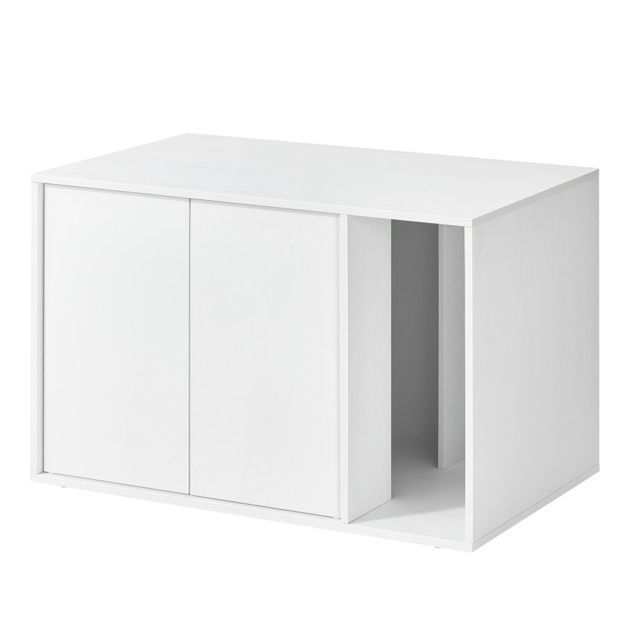 SONGMICS HOME Superhurtig v�rkt�jsfri montering, kattebakke, kattehus, til store katte, tryk-for-at-�bne d�re, display sidebord, sofabord, minimalistisk moderne, snehvid PCL013W01