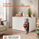 SONGMICS HOME Superhurtig v�rkt�jsfri montering, kattebakke, kattehus, til store katte, tryk-for-at-�bne d�re, display sidebord, sofabord, minimalistisk moderne, snehvid PCL013W01