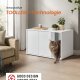 SONGMICS HOME Superhurtig v�rkt�jsfri montering, kattebakke, kattehus, til store katte, tryk-for-at-�bne d�re, display sidebord, sofabord, minimalistisk moderne, snehvid PCL013W01