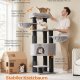 FEANDREA Kradsetr� til store katte, kraftigt kattet�rn med selvvarmende puder, 2 selvplejere, 9 kradsetr�er, stor siddepind, hule, kurve, 50 x 50 x 160 cm, duegr� og sort PCT003W01