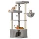 FEANDREA Kradsetr�st�rn, 48,5 x 48,5 x 140,7 cm, Kattehus med stor hule, store siddepinde, kradsetr�er, pomponer, kurv, duegr� PCT009G01