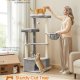 FEANDREA Kradsetr�st�rn, 48,5 x 48,5 x 140,7 cm, Kattehus med stor hule, store siddepinde, kradsetr�er, pomponer, kurv, duegr� PCT009G01