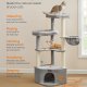 FEANDREA Kradsetr�st�rn, 48,5 x 48,5 x 140,7 cm, Kattehus med stor hule, store siddepinde, kradsetr�er, pomponer, kurv, duegr� PCT009G01