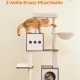 FEANDREA Kradsetr� til Katte med Kattebakke 185 cm H�j Kradsetr� til Katte Kradsetr�splatform Vaskbar Pude Vintage Brun PCT116X01