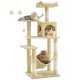 FEANDREA PCT161M01 Kradsetr� H�jde 143 cm Leget�rn til Katte med 4 Kradsetr�er, 2 Platforme, 1 Kennel, 1 H�ngek�je, 2 Pomponer, Plysstof, Flere Niveauer, Beige