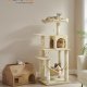 FEANDREA PCT161M01 Kradsetr� H�jde 143 cm Leget�rn til Katte med 4 Kradsetr�er, 2 Platforme, 1 Kennel, 1 H�ngek�je, 2 Pomponer, Plysstof, Flere Niveauer, Beige