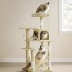 FEANDREA PCT161M01 Kradsetr� H�jde 143 cm Leget�rn til Katte med 4 Kradsetr�er, 2 Platforme, 1 Kennel, 1 H�ngek�je, 2 Pomponer, Plysstof, Flere Niveauer, Beige