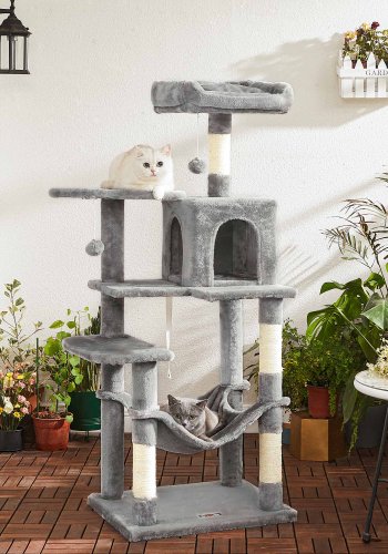 FEANDREA Kradsetr�, Kattehus med h�ngek�je, 143 cm, Lysegr� PCT161W01