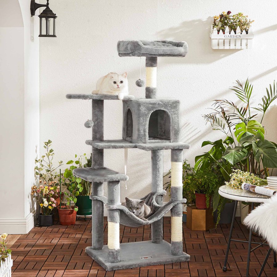 FEANDREA Kradsetr�, Kattehus med h�ngek�je, 143 cm, Lysegr� PCT161W01