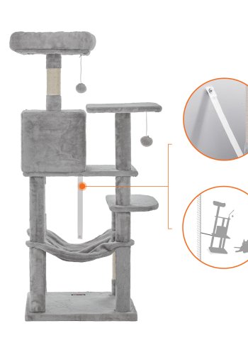 FEANDREA Kradsetr�, Kattehus med h�ngek�je, 143 cm, Lysegr� PCT161W01
