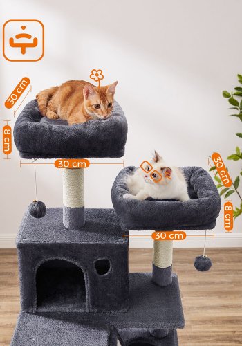FEANDREA Stor Kradsetr� til Katte M Kradsetr� til Katte 168 cm H�jt Kradsetr� med 13 Kradsetr�er 1 Kradserampe 2 Platforme 2 Huler Kurv H�ngek�je Pomponer til Store Katte R�ggr�