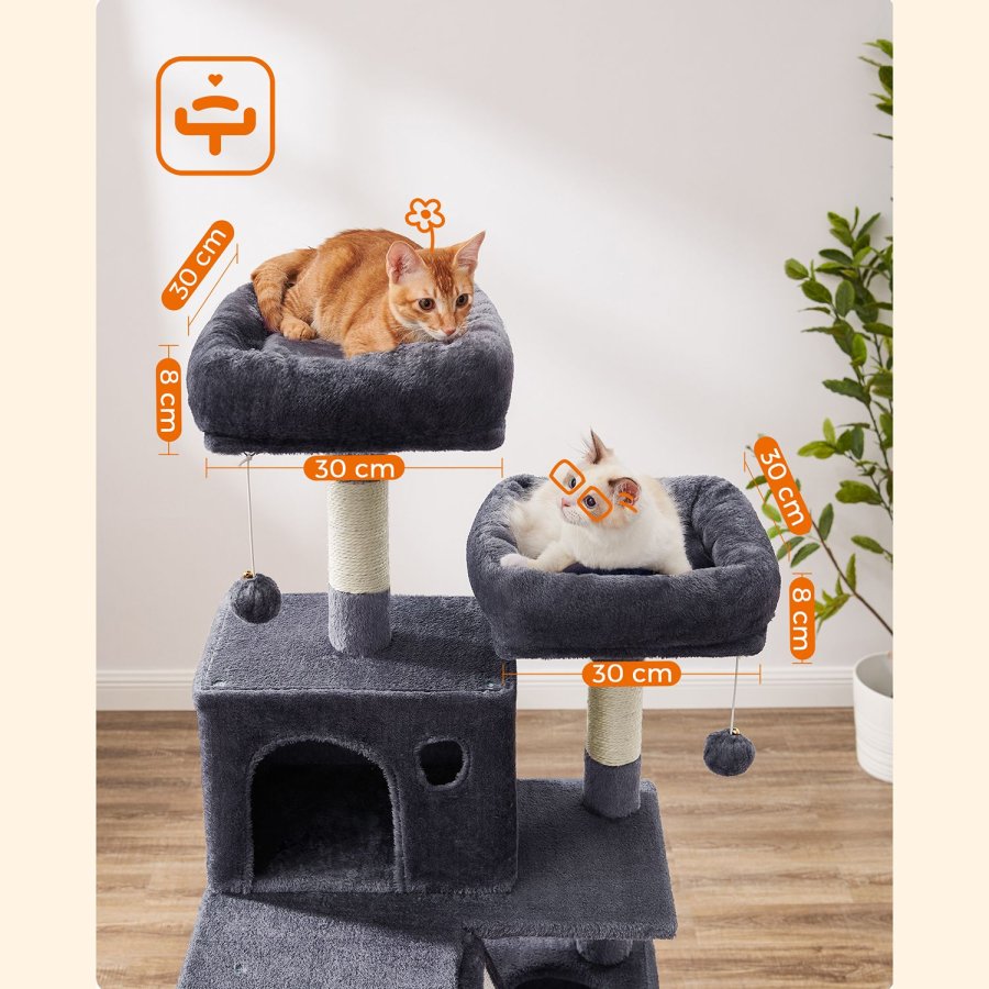 FEANDREA Stor Kradsetr� til Katte M Kradsetr� til Katte 168 cm H�jt Kradsetr� med 13 Kradsetr�er 1 Kradserampe 2 Platforme 2 Huler Kurv H�ngek�je Pomponer til Store Katte R�ggr�