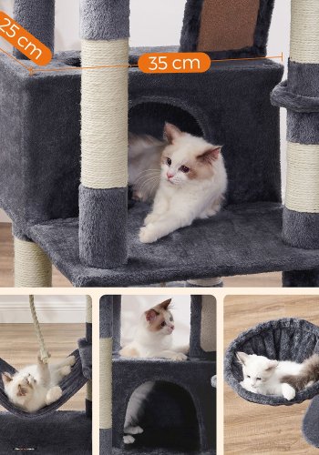 FEANDREA Stor Kradsetr� til Katte M Kradsetr� til Katte 168 cm H�jt Kradsetr� med 13 Kradsetr�er 1 Kradserampe 2 Platforme 2 Huler Kurv H�ngek�je Pomponer til Store Katte R�ggr�
