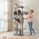 FEANDREA Stort kradsetr�, 175 cm h�jt kattet�rn, kattehytte i flere niveauer med 2 huler, 2 kurve, 5 kradsetr�er, selvplejer, siddepind, h�ngek�je, til indekatte, duegr� PCT182G01