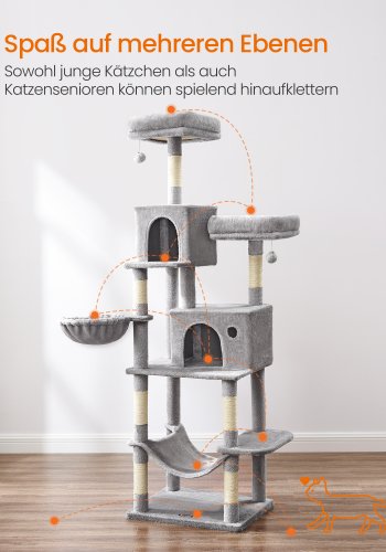 FEANDREA PCT196W01 Kattet�rn, Slankt Kattet�rn, Store Katte, Station�r, Pladsbesparende, Nem Klatring, Stor H�ngek�je, Eliminerer Mangel p� Motion, Flere Hoveder 199 cm H�jde