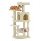 FEANDREA Kradsetr�st�rn, 102 cm kattehytte i flere niveauer med 4 kradsetr�er, 2 siddepinde, h�ngek�je, hule, beige UPCT261M01S