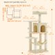 FEANDREA Kradsetr�st�rn, 102 cm kattehytte i flere niveauer med 4 kradsetr�er, 2 siddepinde, h�ngek�je, hule, beige UPCT261M01S