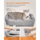 FEANDREA Kradsetr�, 74 cm kattet�rn, M, kattehytte til mellemstore katte op til 5 kg, stor kattesiddeplads, 2 kattehuler, kradsetr�, lysegr� PCT612W01