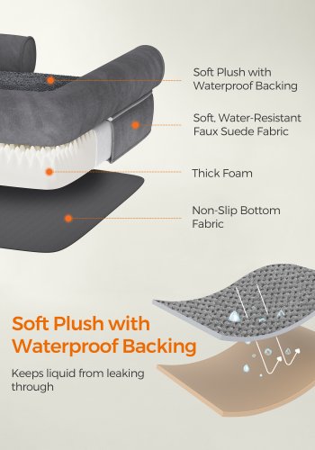FEANDREA Hundeseng, Ortop�disk Hundeseng, Stor Hundeseng Vandt�t, Aftageligt Vaskbart Betr�k Hundesofa med Skridsikker Bund, H�vede Kanter, 42 x 32 x 8 Tommer, M�rkegr� UPGW077G01V1