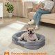 FEANDREA PGW281G01 Hundeseng til mellemstore hunde, 76 x 51 x 18 cm, ortop�disk, vandt�t inderlag, h�vede kanter, aftageligt, vaskbart betr�k, skridsikker, lysegr�