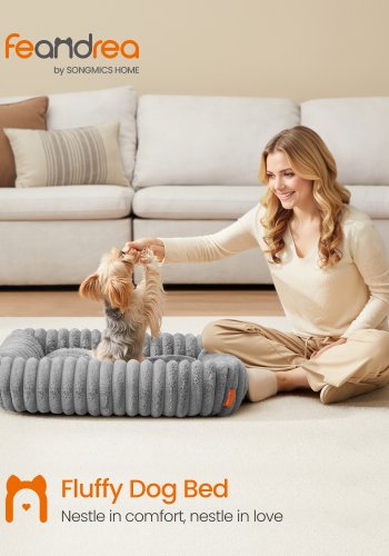FEANDREA hundeseng, medium hundesofa, mykt trekk, vaskbar, 71 x 55 x 18 cm, duegr� PGW311GD01