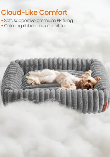 FEANDREA Hundeseng, Mellem Hundesofa, Bl�d Polstring, Vaskbar, 71 x 55 x 18 cm, Duegr� PGW311GD01